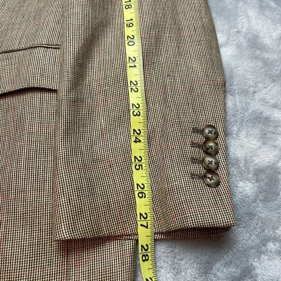 Joseph Turner Wool Linen Blazer Mens 44L Brown Tweed Surgeon Cuffs Portugal FLAW - Picture 13 of 14